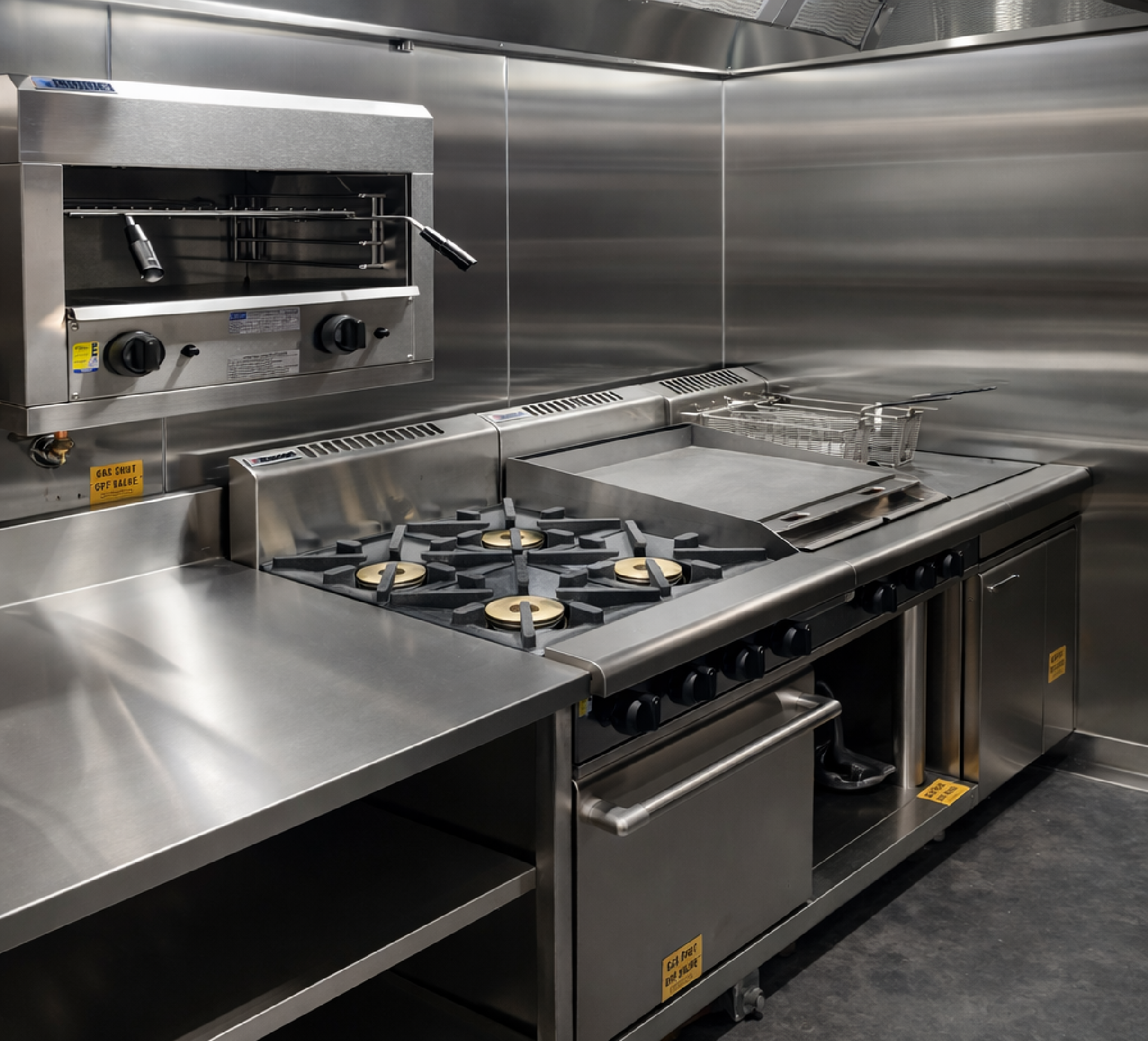 commercial kitchen gas fitting and plumbing